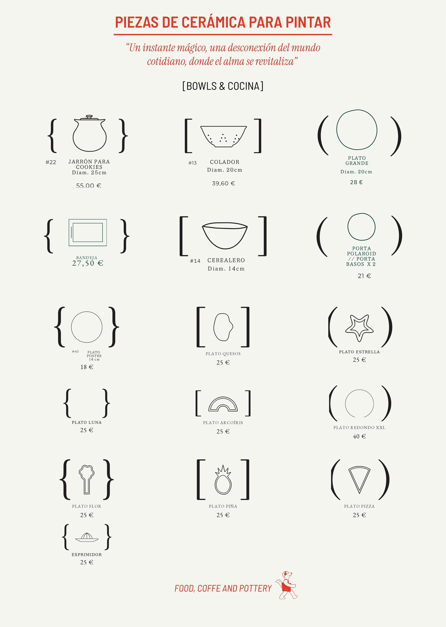 Piezas de cerámica para pintar — bowls y cocina